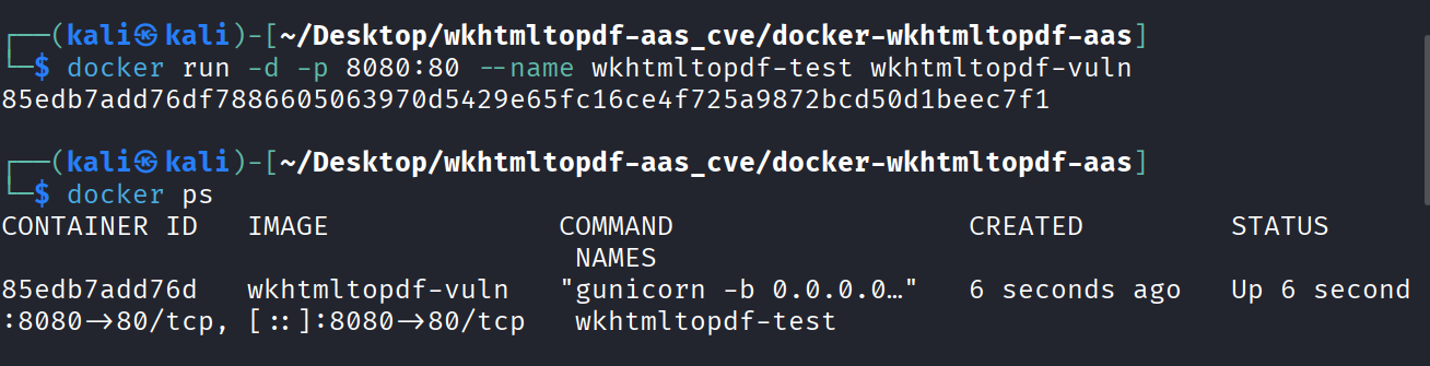 Docker container running